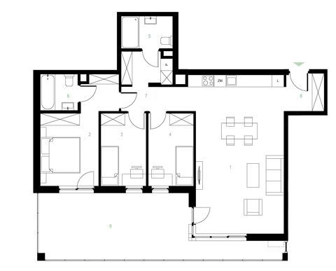 Plan 4 pok. 86m²