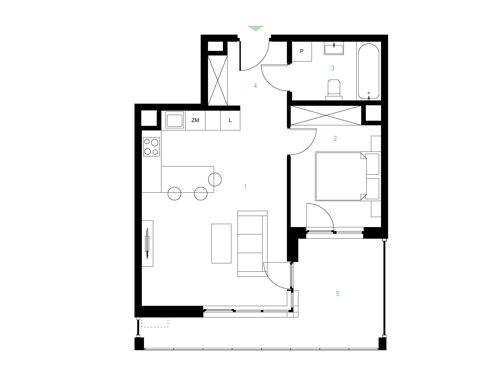 Plan 2 pok. 45m²