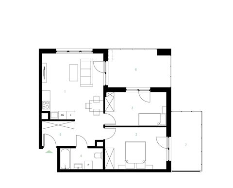 Plan 3 pok. 58m²