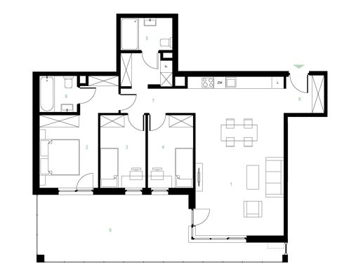 Plan 4 pok. 86m²