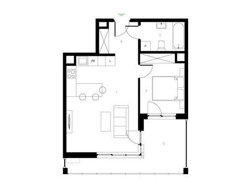 Plan 2 pok. 45m²
