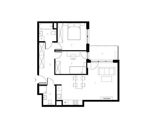 Plan 3 pok. 66m²