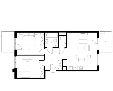 Plan 3 pok. 68m²