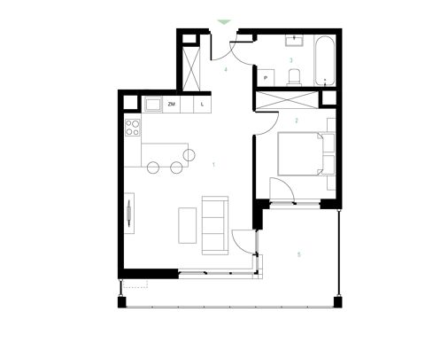 Plan 2 pok. 45m²