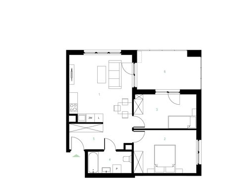 Plan 3 pok. 58m²