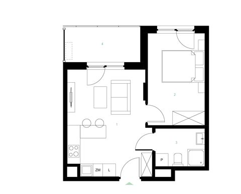 Plan 2 pok. 34m²