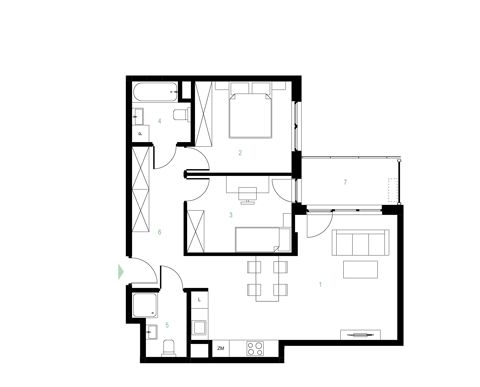 Plan 3 pok. 66m²