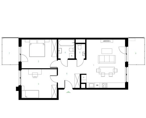 Plan 3 pok. 68m²