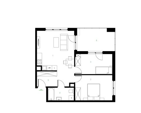 Plan 3 pok. 58m²