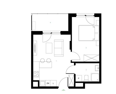 Plan 2 pok. 34m²