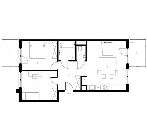 Plan 3 pok. 68m²