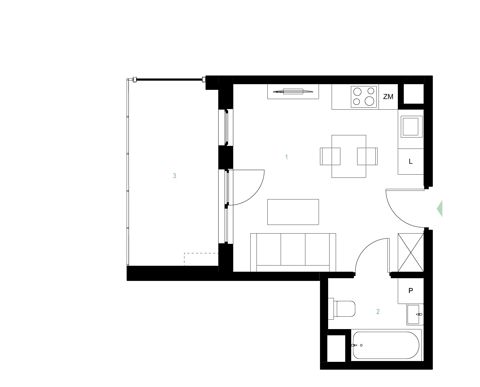 Plan 1 pok. 23m²