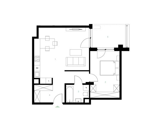 Plan 2 pok. 55m²