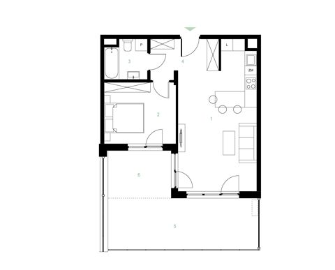 Plan 2 pok. 48m²