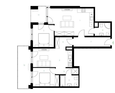 Plan 4 pok. 83m²