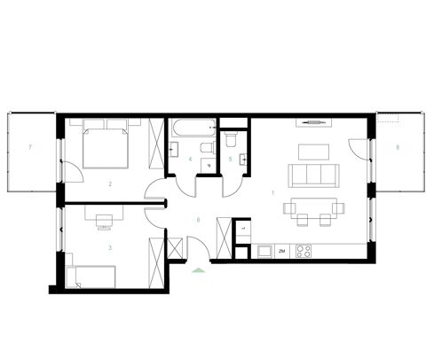 Plan 3 pok. 68m²