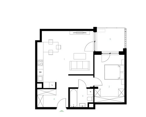 Plan 2 pok. 55m²