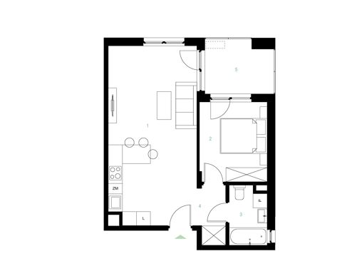 Plan 2 pok. 45m²