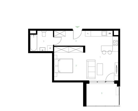 Plan 2 pok. 40m²