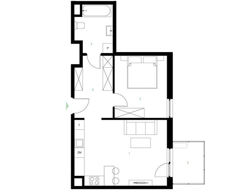 Plan 2 pok. 49m²