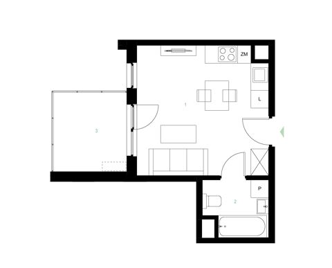 Plan 1 pok. 23m²