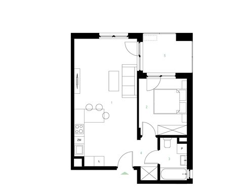 Plan 2 pok. 45m²