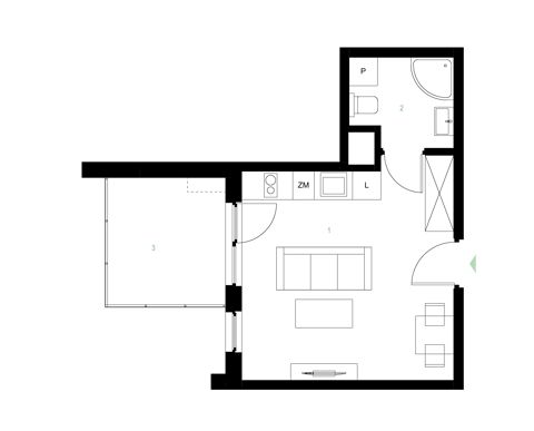 Plan 1 pok. 24m²
