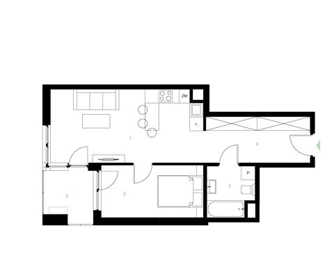 Plan 2 pok. 45m²