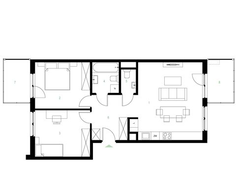 Plan 3 pok. 68m²