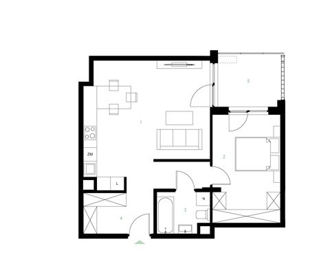 Plan 2 pok. 55m²