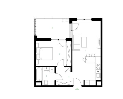 Plan 2 pok. 47m²