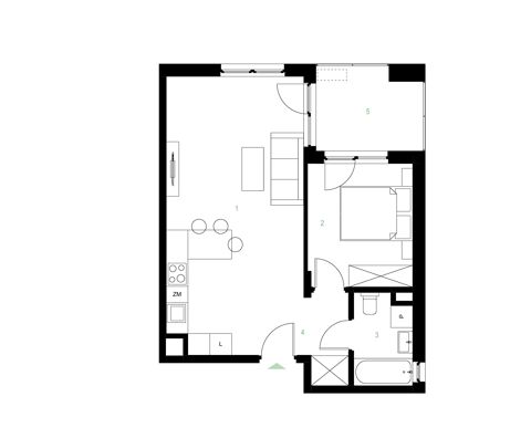 Plan 2 pok. 45m²