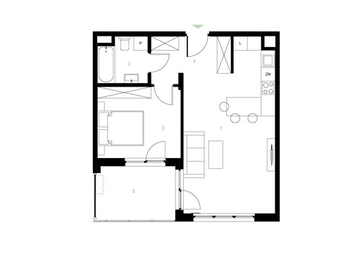 Plan 2 pok. 48m²