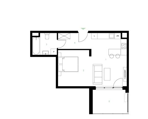 Plan 2 pok. 40m²