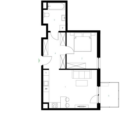 Plan 2 pok. 49m²