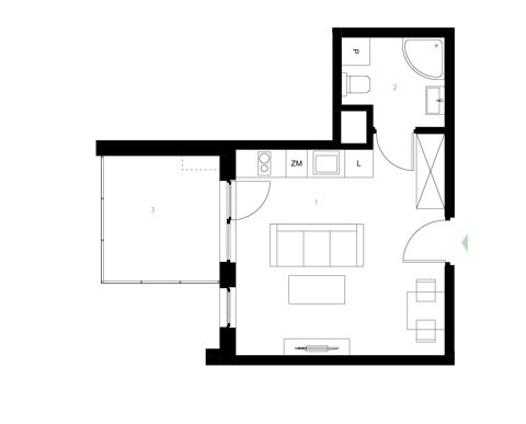 Plan 1 pok. 24m²