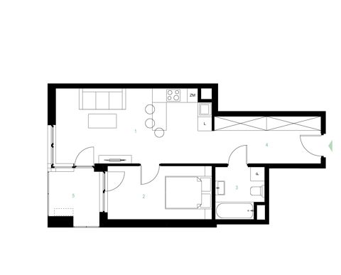 Plan 2 pok. 45m²