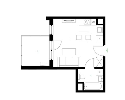 Plan 1 pok. 23m²
