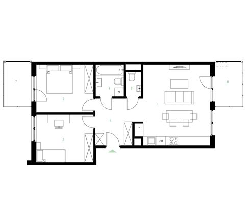 Plan 3 pok. 68m²