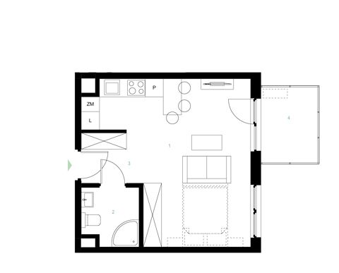 Plan 1 pok. 30m²