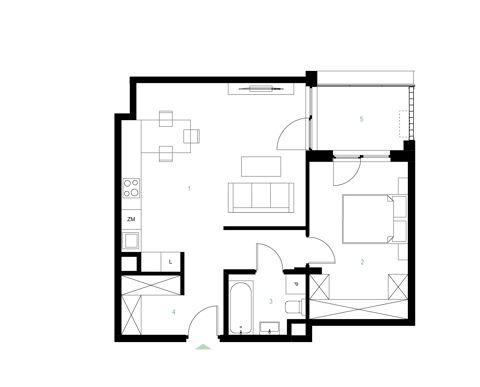 Plan 2 pok. 55m²
