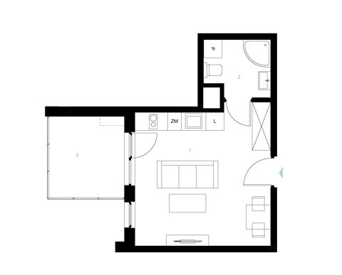 Plan 1 pok. 24m²