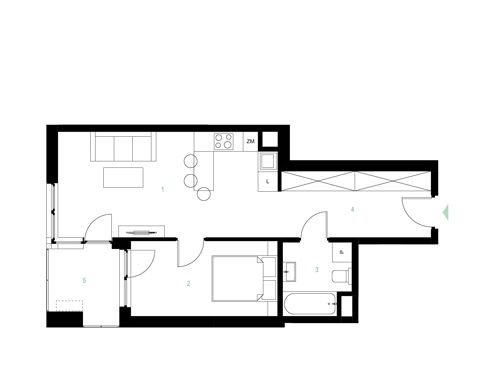 Plan 2 pok. 45m²