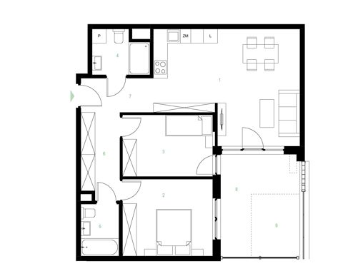 Plan 3 pok. 68m²