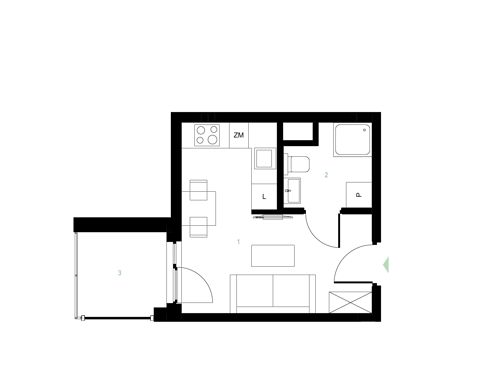 Plan 1 pok. 19m²