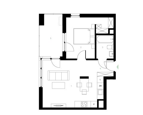 Plan 2 pok. 43m²