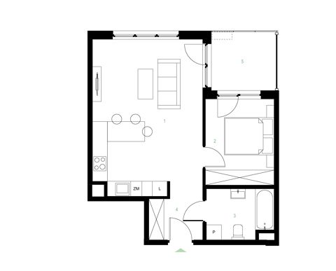 Plan 2 pok. 46m²