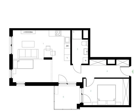 Plan 2 pok. 54m²