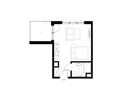 Plan 1 pok. 27m²