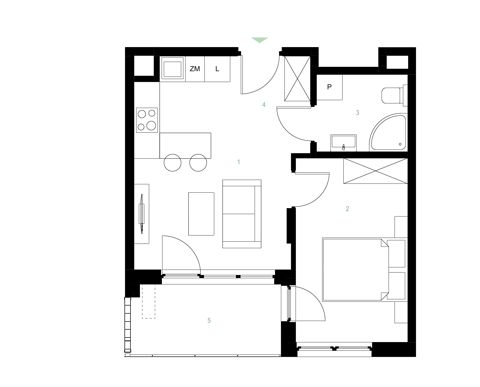 Plan 2 pok. 34m²